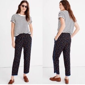 Madewell Track Trousers in Prairie Posies Black Blue Floral Orange Pull On Sz M